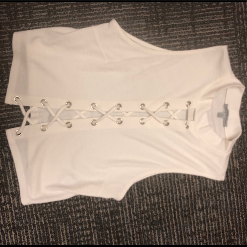 Laced up front white shirt